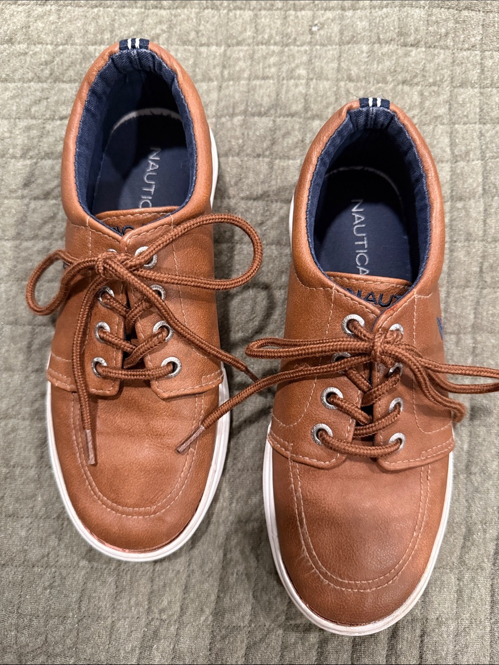 Nautica Boy’s Berrian Faux Leather Boat Shoes Size 2